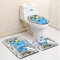 Bad Teppiche Set 3-Teiliges Grauer Blauer Fisch WC Vorleger Mit Ausschnitt Badematte Saugfähig WC Deckelbezug Badvorleger rutschfest Waschbar Toilettensitzbezug Badgarnitur (45x75cm)
