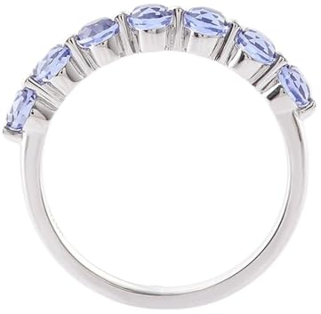 KnBoB Ringe Schmuck Damen 9K Weißgold Elegant Blau Rund Labor Erstellt Saphir Edelstein Verlobungsring Mode Gr.51 (16.2)