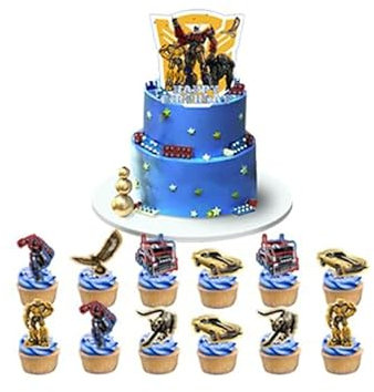 Damoff Party Deko Geburtstag: 25er Set Kuchen Topper & Kuchendeko in Multicolored