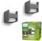 Philips Arbour LED Outdoor Wandleuchte (4,5 W), 2-flammig, wetterfeste Außenleuchte mit warmweißem Licht, LED Beleuchtung, anthrazit, Doppelpack