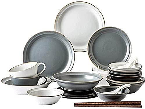 IUBGFTO Set di stoviglie Set di Piatti, 60 Pezzi Bone China in Stile Nordico Blu e Bianco e Servizio di stoviglie dal Design di Lusso per 8 Persone