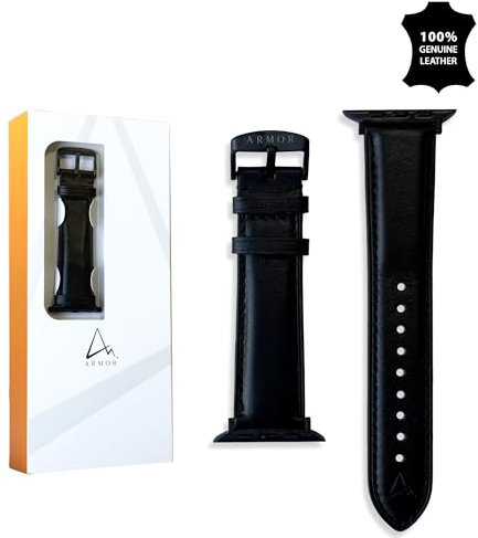 ARMOR Correa de reloj de cuero para Apple Watch, negro medianoche (Ultra/Ultra 2/Ultra 2 (2024))