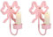TentHome 2 Stück Wandkerzenhalter Fliege Wandleuchter Kerzenhalter Kerze Wand Metall Kerzenständer Stumpenkerzen Französische Schleife Vintage Kerzenleuchter Wanddekoration Rosa