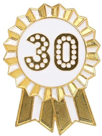 Talking Tables „Happy Birthday“-Anstecker gold- und weiß emaillierte Metallrosette wiederverwendbar Zubehör für Mädchen Erwachsene Kinder 30 Partyzubehör Meilenstein Jubiläum 4,5 cm Durchmesser