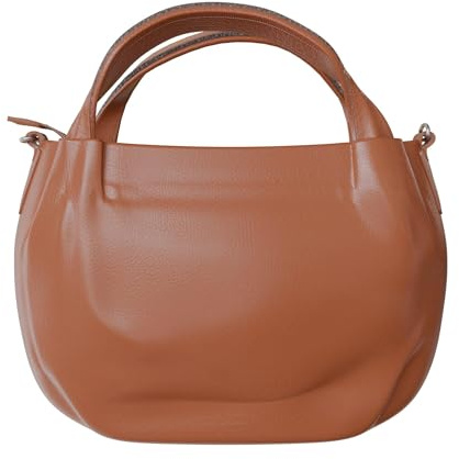 KMISSO Elegante vegane Damen Handtasche aus Kunstleder mit Umhängefunktion 30610 Brown