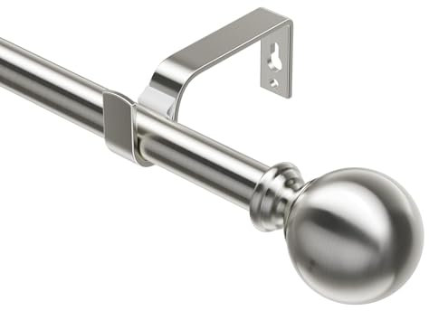 Gardinenstange Ausziehbar 76-280 CM, 19 MM Durchmesser Vorhangstange, Gardienenstange füR Gardinen mit öSen, Gardinenstangen mit Halterung und Rundkappen, füR Balkon, KüChe, Gebürstetes Nickel