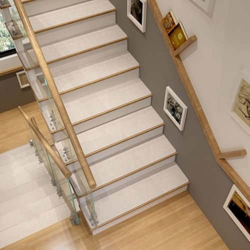 XXIUDEE Alfombra para peldaños de escalera, antideslizantes, autoadhesivas, protección para peldaños, perfecta para niños, mascotas, ancianos (80 x 20 cm, 15 unidades, blanco)