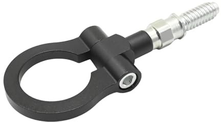 JUUDDENPARTS Car Tow Hook Towing Ring Kit, Aluminum Alloy Universal Anti-damaging, Black Euro Car Front Rear Styling Trailer Ring Eye Tow Hook Ring