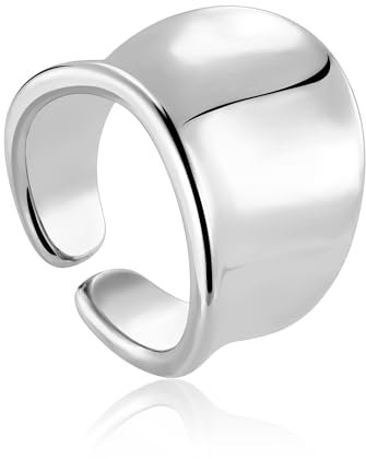 ALEXCRAFT Silber Ringe Damen, Chunky Ringe Verstellbar Offen Wasserfest Freundin Temperament Persönlichkeit Ring Mama Engagement Promise Verstellbar Ring Schmuck für Damen Frauen