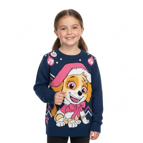 United Labels Paw Patrol Skye Winterpullover, Blau/Pink, Winter Strickpullover für Mädchen, Ugly Sweater