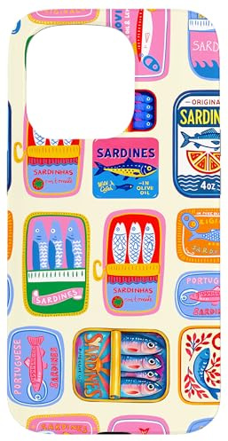 Retro Sommer Europäische Sardine Fisch Collage Hülle für iPhone 15 Pro