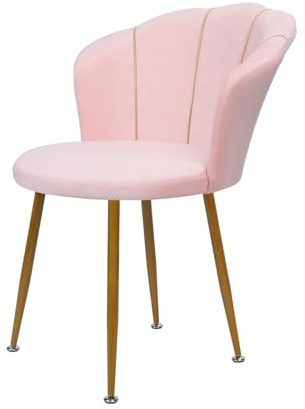 MEVZHH Chaise Élégante D'Accent de Velours Élégant de Coquille Pour Salon de Chambre Tabouret de Lecture Confortable Maquillage Idéal Chaise de Vanité Meubles de Salon/Rose