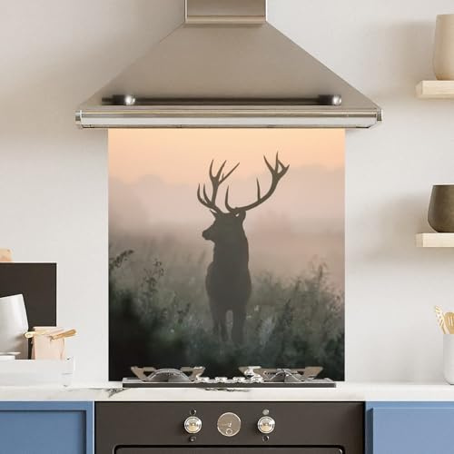 Premium 70 x 75cm Misty Stag 6mm Glass Toughtened Kitchen Splashback