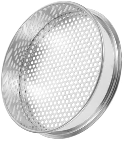 BESPORTBLE Tamis De Sol en Acier Inoxydable 7.87 Pouces Trous Ronds Tamis De Jardinage pour Filtrer La Terre Et Éliminer Les Impuretés Outil De Jardin pour Jardin Extérieur
