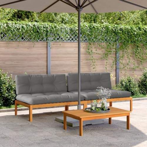 Ordellia Garten-Mittelsofas aus Paletten mit Kissen 2 STK., Akazienholz geölt, 120x92x69 cm, für Terrasse, Balkon, Outdoor Furniture