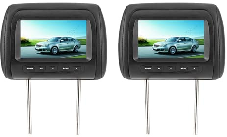 Akozon Appui-tête de Commande sans Fil Réglable de 7 Pouces, Affichage Vidéo LCD, écran MP5 Noir, Paquet de 2, écran Universel DVD HD pour Voiture