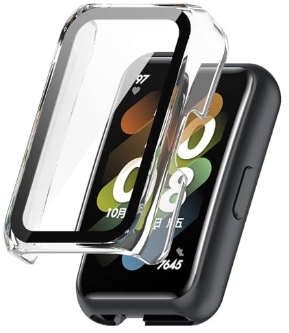 Techsuit für Huawei Band 8 und Band 9 Hülle und Displayschutz mit Gehärtetem Glas, HD Klarheit, Volle Abdeckung, Kratzschutz, Schlankes Design, Defense360 Pro, Transparent