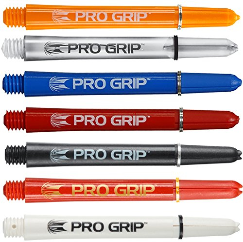 Bullydarts Target Pro Grip Dartschäfte mit Feststellringen – 15 Schäfte (5 Sets), rot / weiß, Intermediate - 41mm