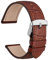WOCCI 18mm Uhrenarmband Leder für Damen und Herren, Geprägtes Alligator, Silberne Schnalle (Braun)