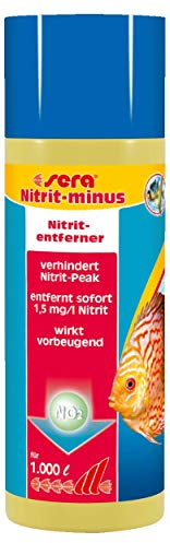 sera Nitrit-minus 250 ml - Wasseraufbereiter Aquarium, Soforthilfe gegen Nitrit, entfernt bis zu 1,5 mg/l Nitrit pro Dosierung beugt Nitritpeak vor