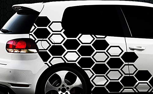 HR-WERBEDESIGN Hexagon Pixel Cyber Camouflage XXL Set Auto Aufkleber Sticker Tuning Wandtattood