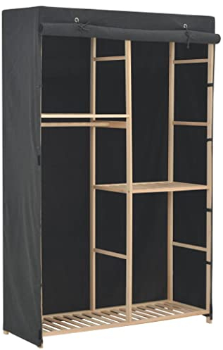 vidaXL Kleiderschrank Stoffschrank Garderobenschrank Garderobe Schrank Schlafzimmerschrank Wohnzimmer Schlafzimmer Grau 110x40x170 cm Stoff 3 Stufig