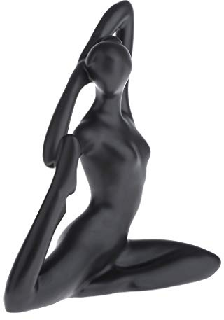 Perfeclan Yoga Figuren Keramik Desktop Ornamente Gartendekoration für Aufenthaltsraum, Schwarz, F