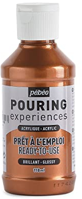 Pébéo Pouring Expériences-Peinture Acrylique Pré-mélangée Prête à l'emploi-Idéal pour Fluid Art, Cuivre métalique, 118 ml