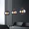 Table à manger moderne Suspension, 3-Flamming de boule en verre Lampe suspendue Hauteur réglable E27 Lustre for salle à manger Salon Chambre (Color : Smoky Gray-A)