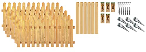 TETZNER & JENTZSCH Zäune Housten 3 I Sichtschutz Zaun 180 x 80cm Graugrün I Gartenzaun aus Holz für den Sichtschutz I Zaun mit Holzlatten I Staketenzaun Komplettset mit Riegel I Sichtschutz Garten