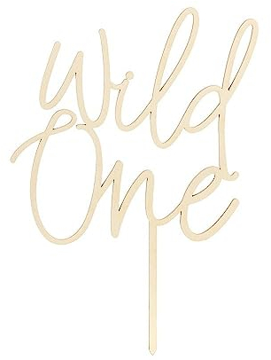 Cake Topper Wild One aus Holz 22cm - Geburtstagsdeko 1 Jahr - Tortendeko Kindergeburtstag Babyparty - Kuchendeko Topper Geburtstagstorte - Natur