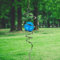 LJLIFART Gazing Ball Spirale Deko Windspiel 13 Zoll mit Drehhaken und 5,1 cm Aquamarin Glaskugel Einzigartiges Geschenk und Hängedekor für Innen Außen Garten Dekoration