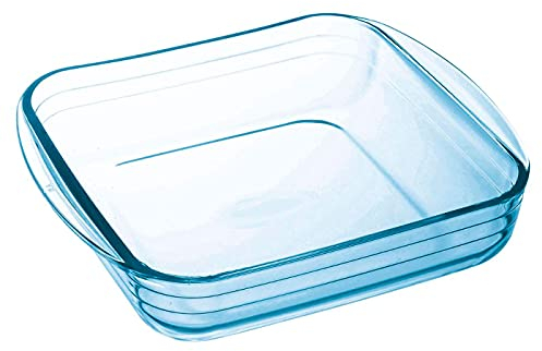 Tradineur - Fuente para horno cuadrado - Fabricado en Vidrio - Apto para microondas, congelador y lavavajillas - 1 Litro - 5,7 x 19,5 x 17 cm