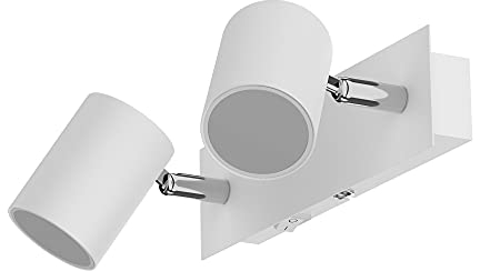 ledscom.de Spot mural WAIKA, à deux flammes, avec interrupteur, blanc mat + ampoules LED GU10 3 niveaux de gradation : max. 609lm chacune blanc