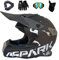 VOMI Motocross Helm Set für Erwachsene und Kinder - Komplettset mit Brille, Handschuhen, Helmnetz & Maske - Offroad Helm für Motorrad, Quad, Scooter, Downhill, Enduro & Fahrrad - Matt Schwarz, XXL