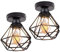 TOKIUS Deckenlampe, 16CM Vintage Deckenleuchte im Industrial Design Retro E27 Lampe aus Eisen Käfig Pendelleuchte Schwarz (2 Stücke)