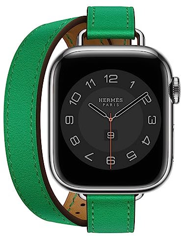 Fsavlroy Compatible with Apple Watch Band 38/40/41mm 42/44/45/49mm,Genuine Leather Women Double Tour Slim Wristband for iWatch SE Series 10/9/8/7/6/5/4/3 (38/40/41mm, Green)
