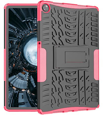 BRAND SET Fundas para Realme Pad 10.4 Cárcasa Silicona Suave TPU + PC Armadura Híbrida Antigolpes Protector Case Cover Bumper Cubierta Protectora, Carcasa para Realme Pad 10.4-Rosa roja