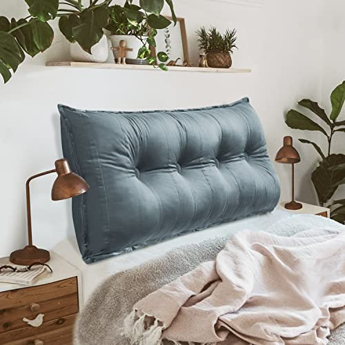 Johnear Rückenkissen für Sofa Rückenlehne Bett Lesekissen, Samt Bücherkissen Großes Lendenkissen Kopfteil Bett Kopfkissen Wandkissen Beinkissen (Grau，140x8x50cm)