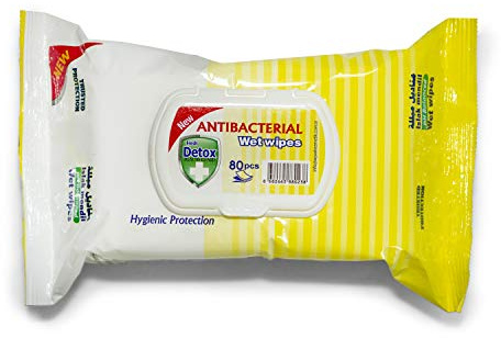 Detox Anti-bacterial Cleansing Wet Wipes, Lemon Scent BULK BUY | EXTRA THICK Premium Virucidal Wet Wipes for Skin & Surfaces, Paraben/Alcohol-Free, Resealable Lid | 6 Pack Bundle (480 wipes)