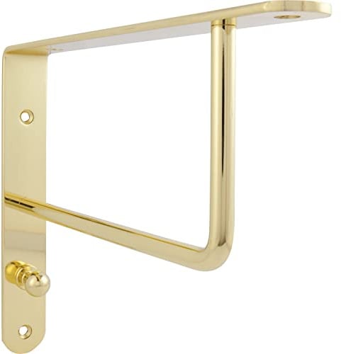 GRIMME 05 0750 02.02 vergoldet Kemwer Garderobenkonsole (Regalträger) Winkel mit Kleiderhaken, Regalbodenträger für die Garderobe, Stahl