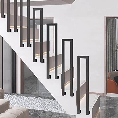 Modern Wall Mounted Handrails, U-Shaped Stair Railing for Outdoor Steps, Front Porch Safety Hand Rail for Loft Villa Corridor Exterior Garden,Metal Wrought Iron Black Hand railing ( Size : 90cm(2.9ft)