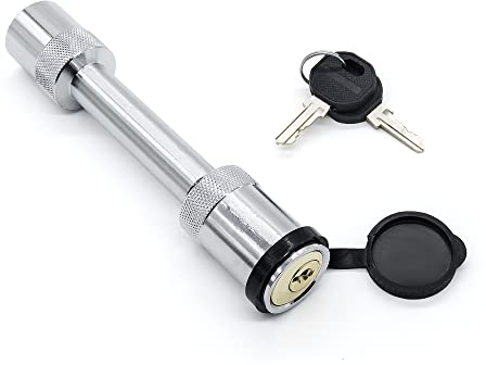 HISports Anhängerschloss Diebstahlschutz,Vorhängeschloss mit gerader Stange 5/8 für Yachten und Wohnwagen mit Staubschutzhaube 2 schlüssel 15.5 cm Silbernes Hantel anhängersicherung