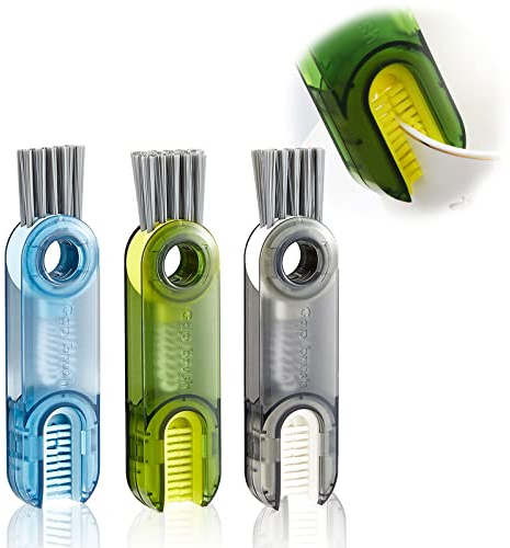 Feliciay 3-in-1 Cup Lid Crevice Cleaning Brush, Multifunctional Water Bottle Cover, Three Colors