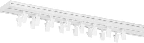 RENA Vorhangschiene 2-läufig Gardinenschiene aus Kunststoff Vorhang-Deckenschiene mit Klammern Gardinenleiste Gardinenstange Gardinen Vorhänge für Deckenmontage Weiß 220cm