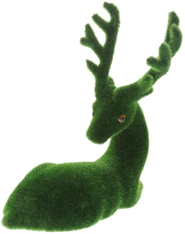 ABOOFAN Beflockter Hirsch Weihnachtsfiguren Waldtiere Figur Spielfigur Tiere Rentier Skulptur Hirsch Skulptur Wald Hirsch Figur REH Figur Hirsch Statue Zootiere Figur Elch Künstliches Moos