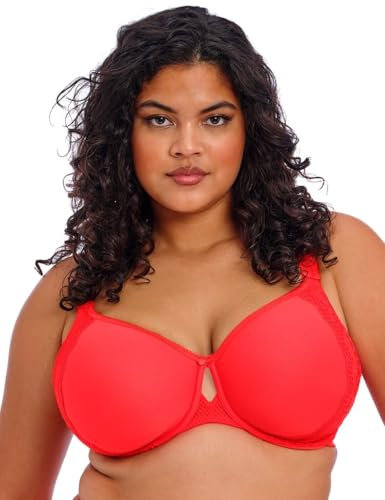Elomi Women's Charley Bandless T-Shirt Floral Lace, Breathable Spacer Fabric, Diamond Mesh Detail. Dd+ Bras, Salsa, 46DD