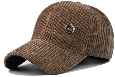 Unisex Classic Vintage M Metal Label Cord Herren Baseball Cap Outdoor Sport Cap Dad Hat, coffee, 58