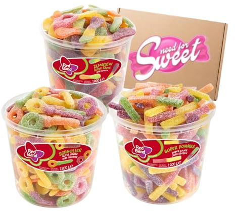 Red Band Fruchtgummi Super Sauer Mix 3x 1,2kg - zum teilen mit Familie und Freunden oder als Vorrat für zu süsse Tage