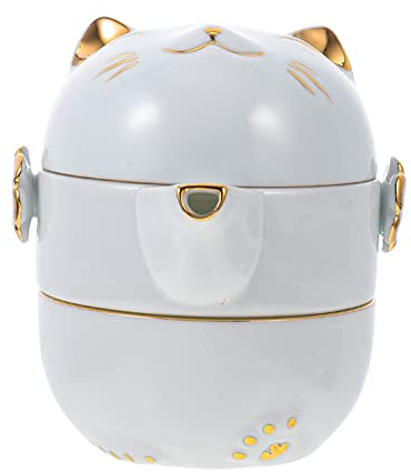 Bollitore da tè in ceramica Set da tè in ceramica da viaggio, 1 set di teiera in ceramica con tazze da tè, set di tazze da tè in ceramica portatile for picnic da viaggio Home Office Teiera for gatti A